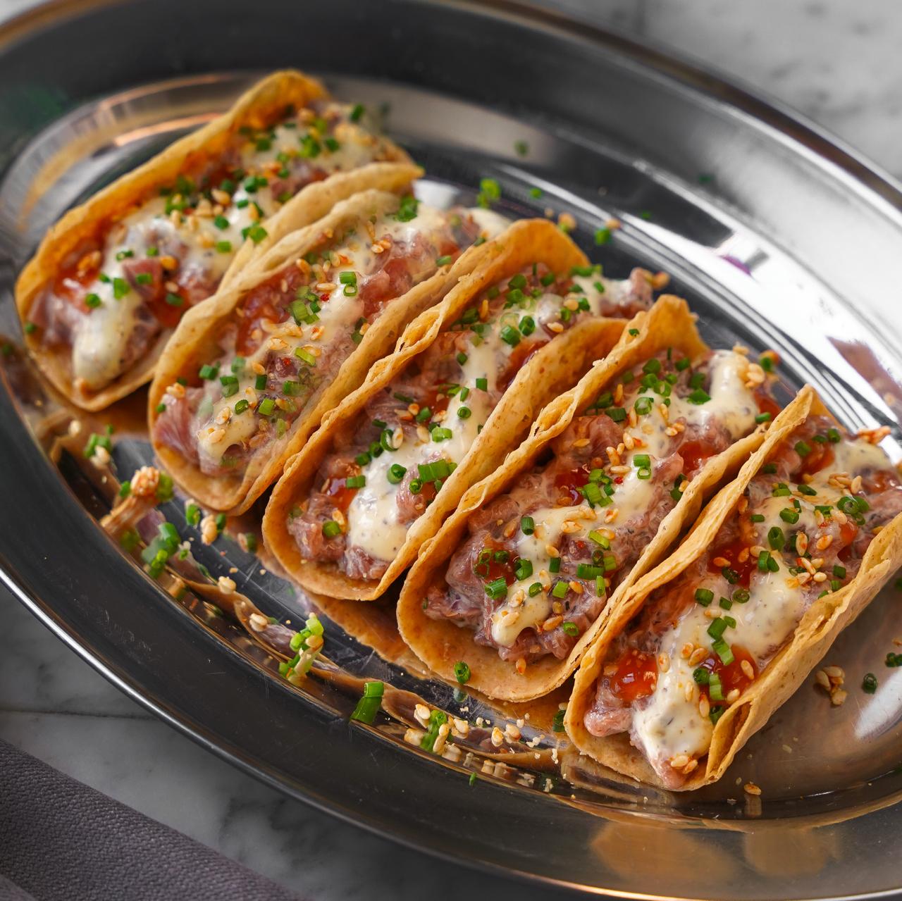 Truffle beet tartare tacos